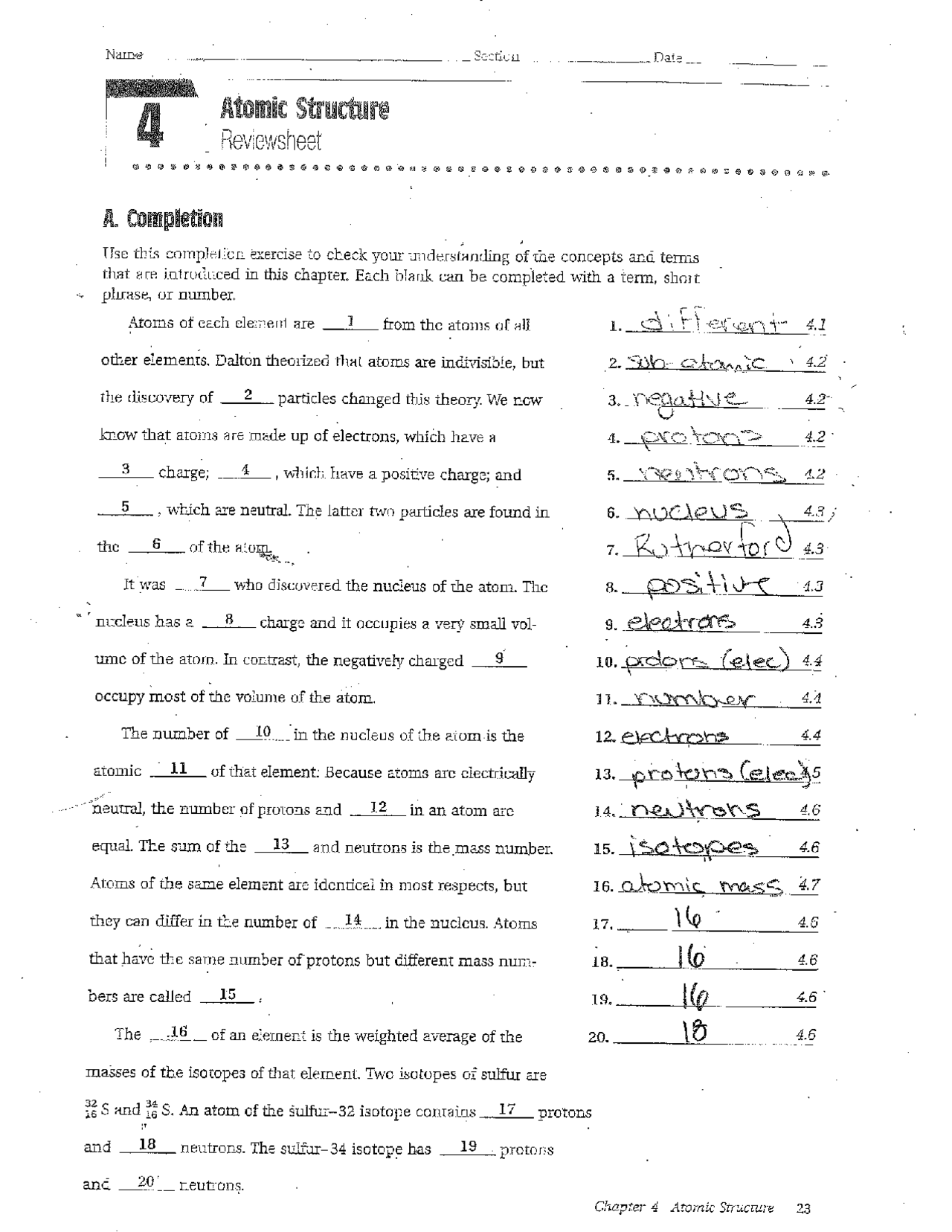 Atomic Structure Review Sheet With Answers Exercises Chemistry Docsity atomic-structure-review-sheet-with-answers-exercises-chemistry-docsity