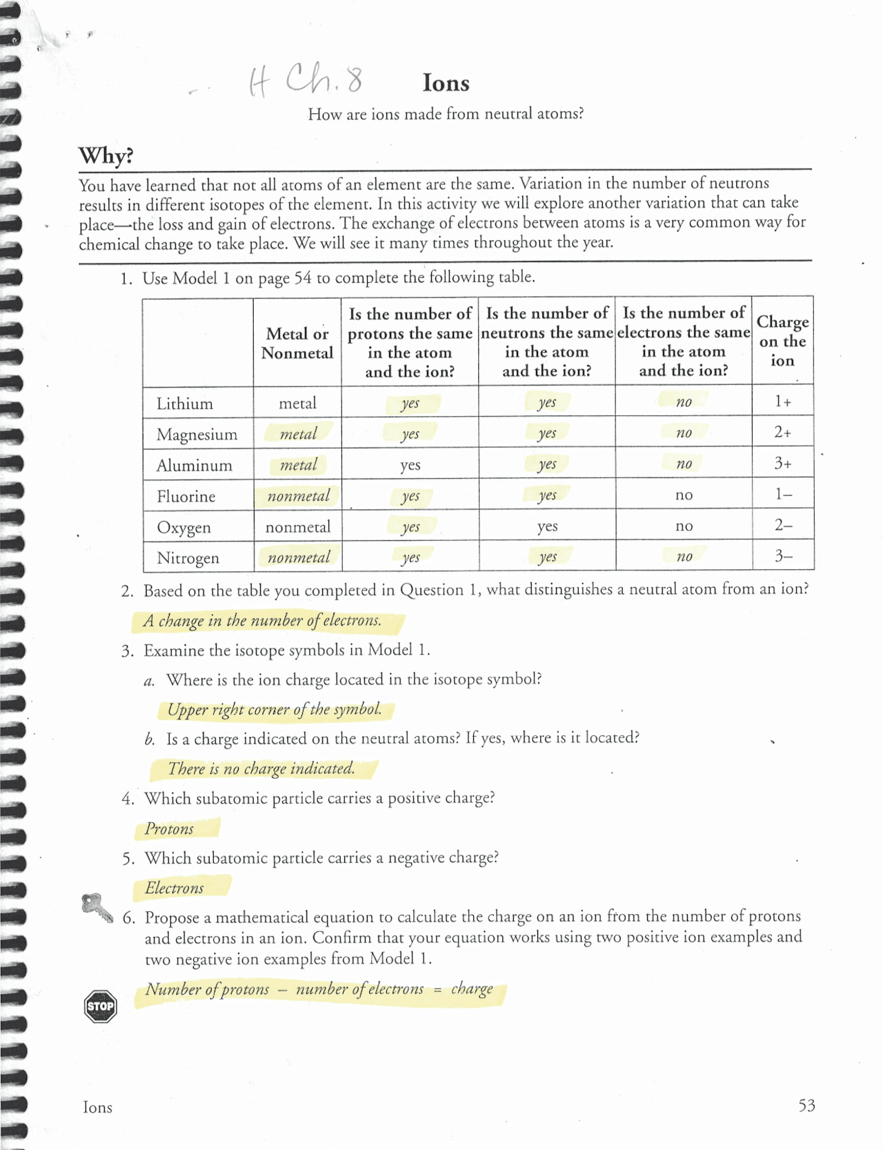 Ions and Ionic Compounds Worksheet Key - Docsity With Atoms And Ions Worksheet Answers