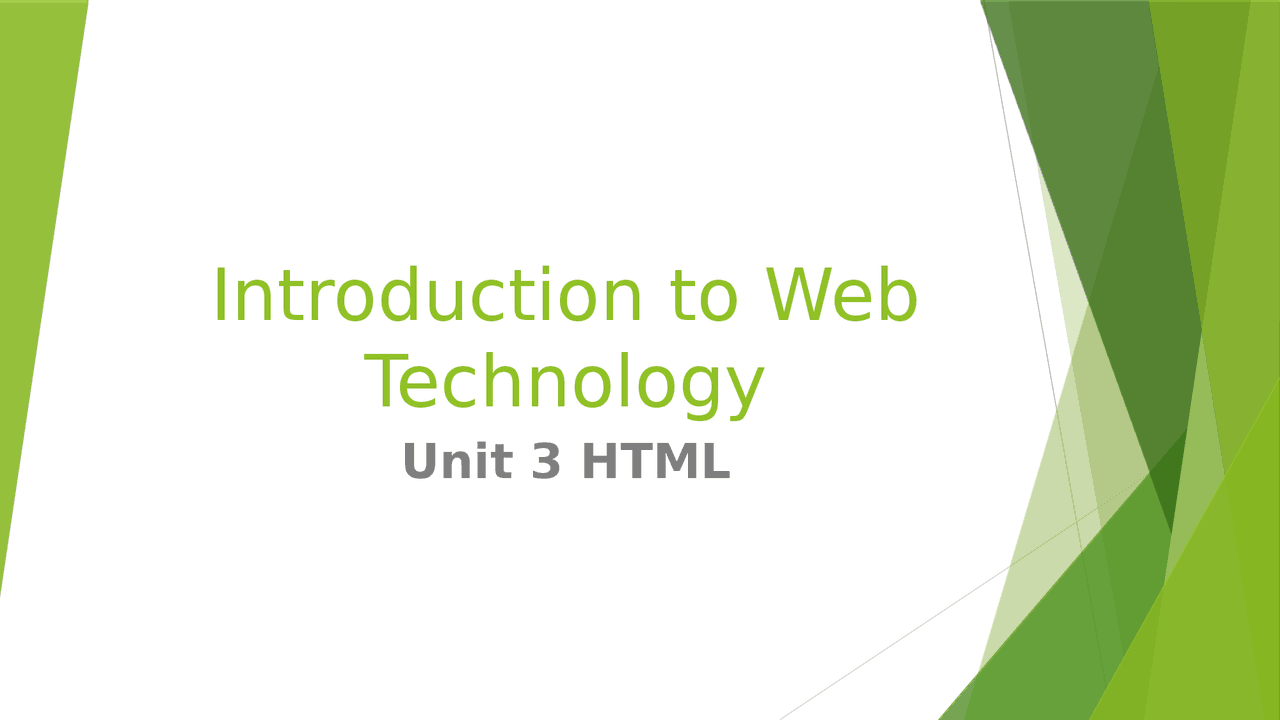 Web Technology Basics - Docsity