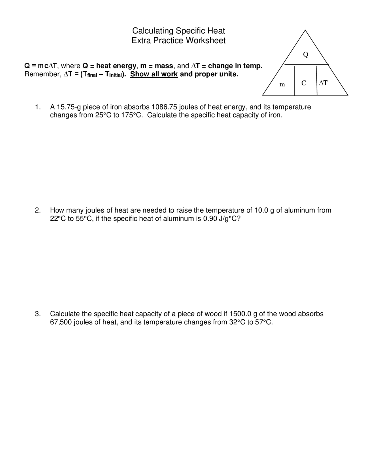 Calculating Specific Heat Extra Practice Worksheet Key Docsity Calculating Specific Heat Extra Practice Worksheet Key Docsity