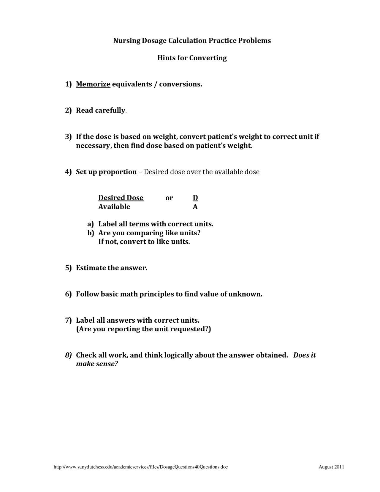 Nursing Dosage Calculation Practice Problems | Exercises Pharmacy | Docsity