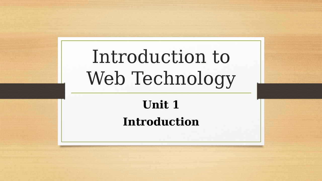 Web Technology Basics - Docsity