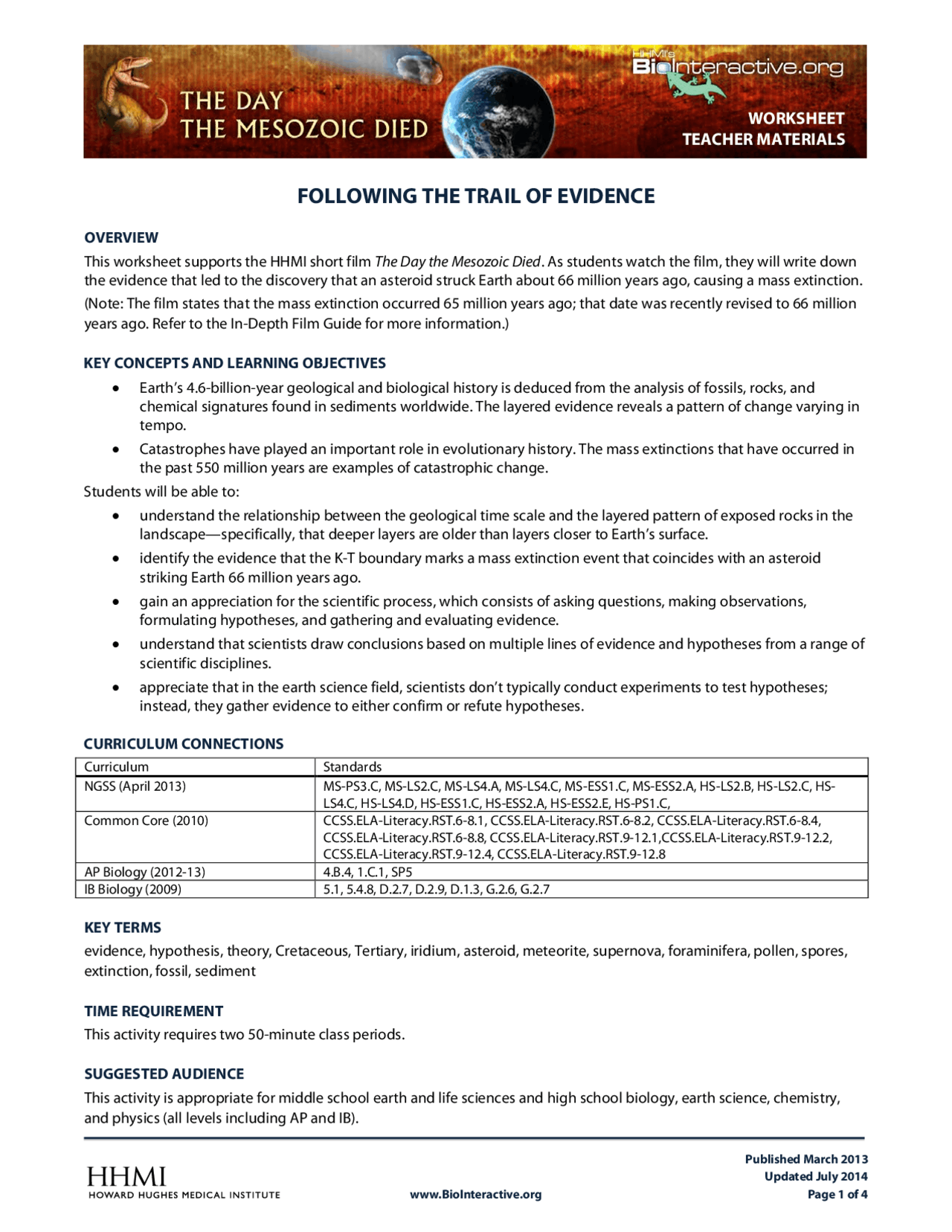 The Day the Mesozoic Died Worksheet Answers Docsity