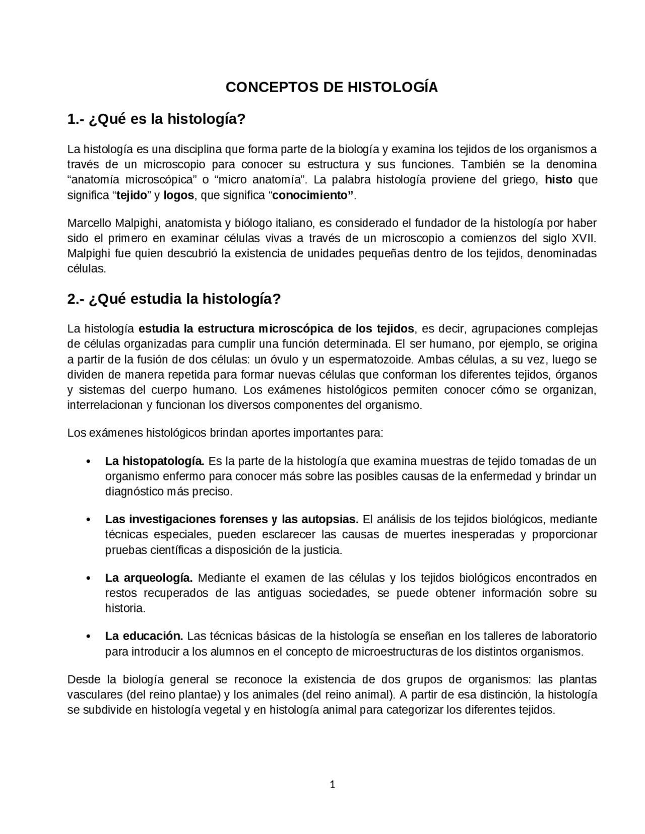 Histología: Conceptos básicos de la anatomía microscópica | Apuntes de  Biología | Docsity