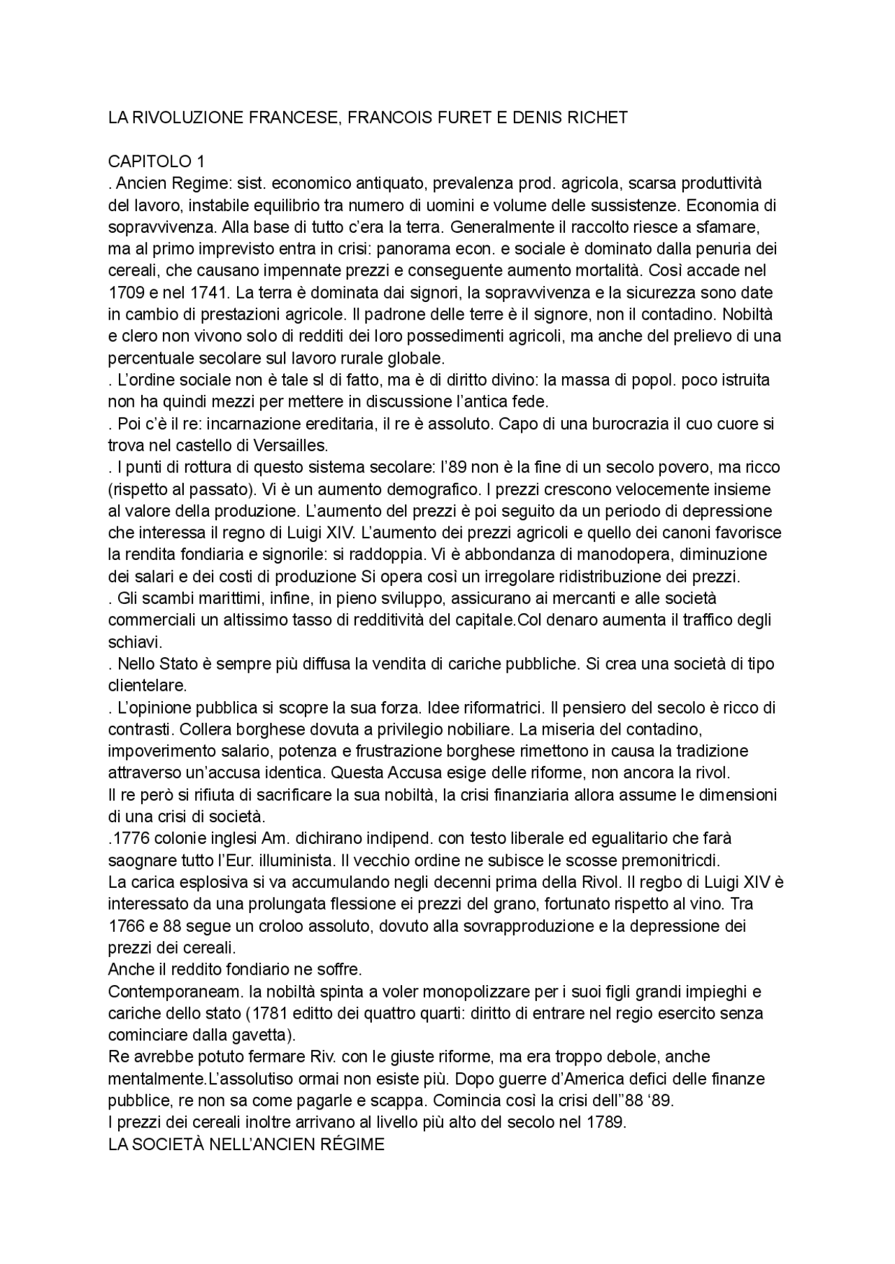 La Rivoluzione Francese, Francois Furet e Denis Richet - Docsity