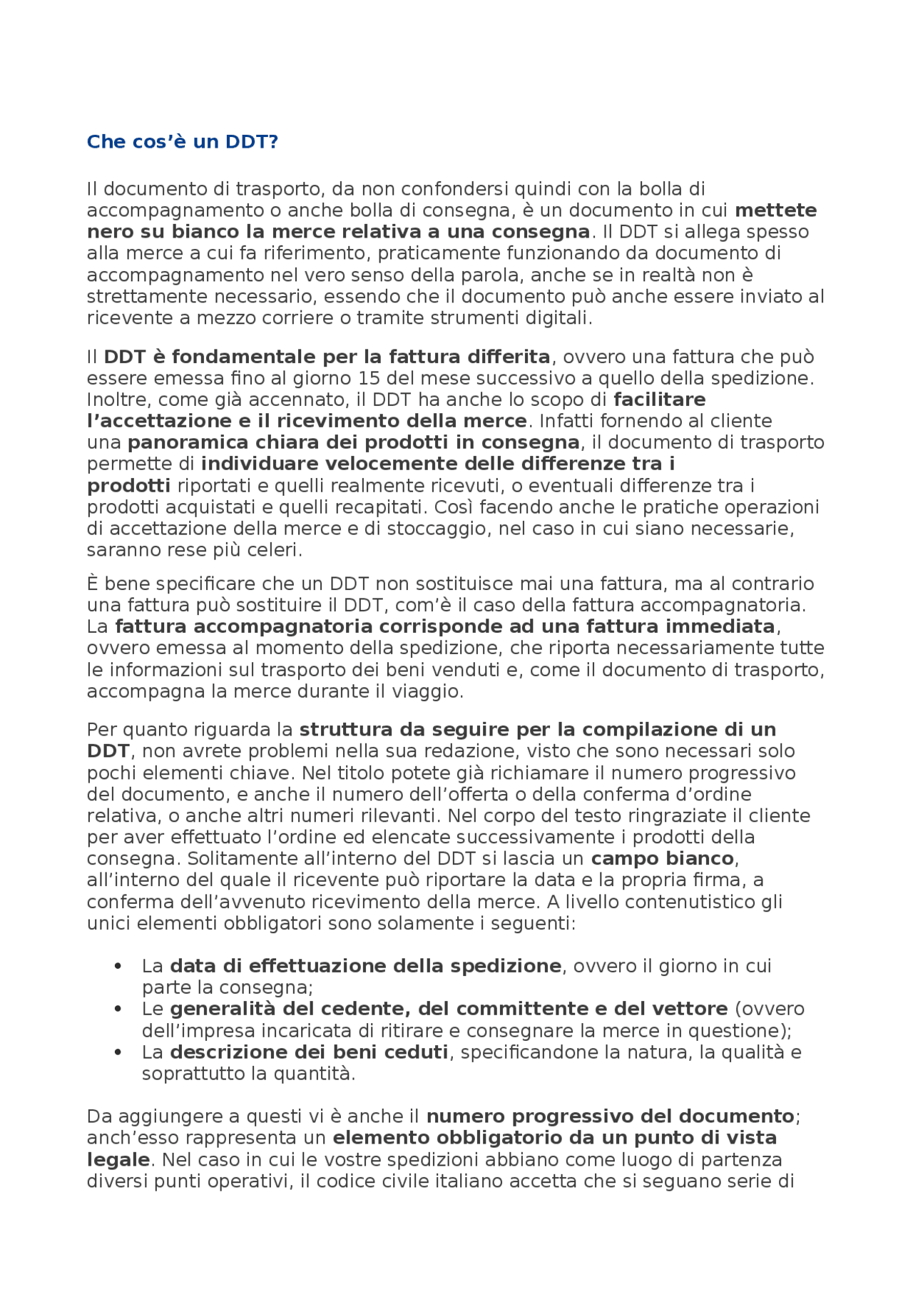 DDT Documento Di Trasporto - Docsity