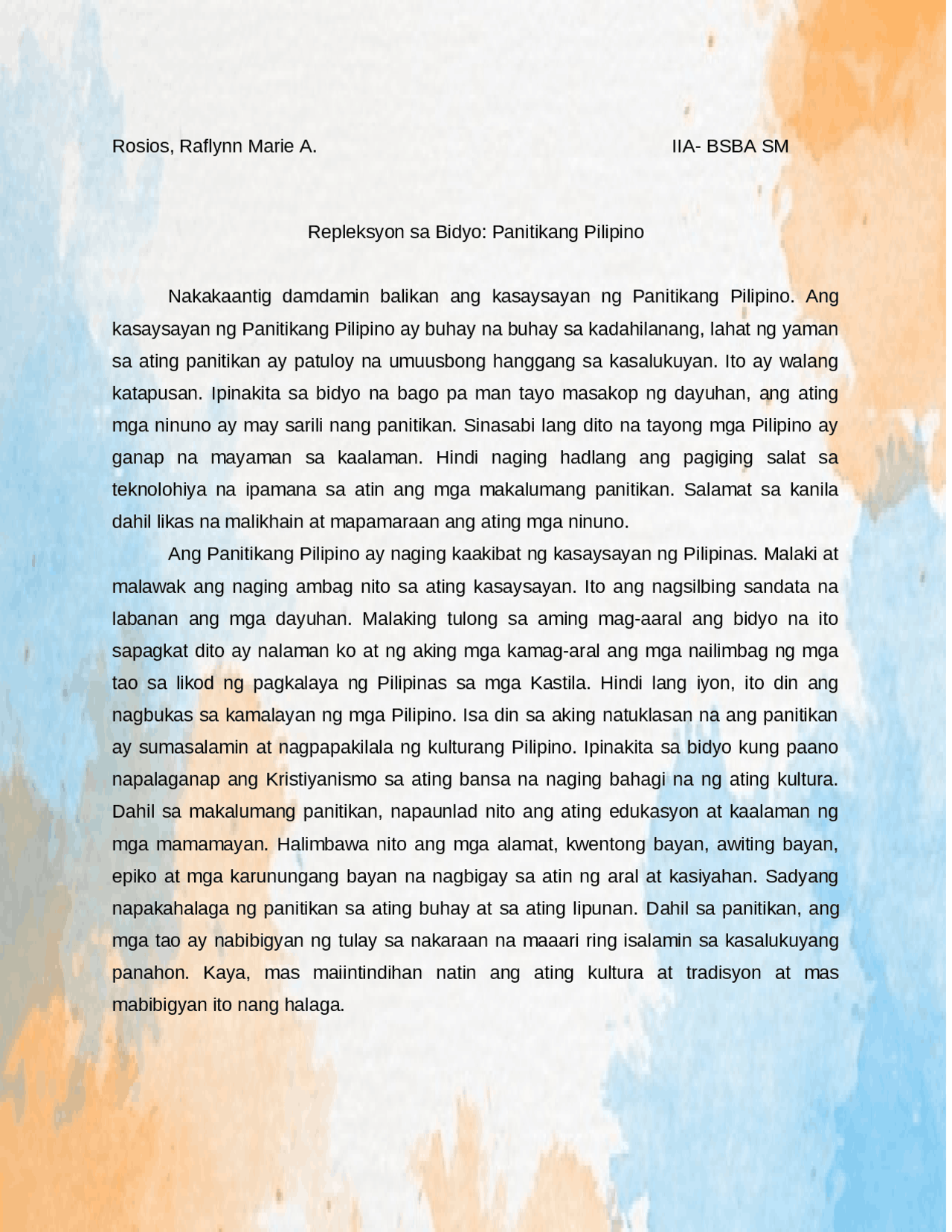 Panitikang Pilipino Repleksyon | Essays (university) Asian literature ...