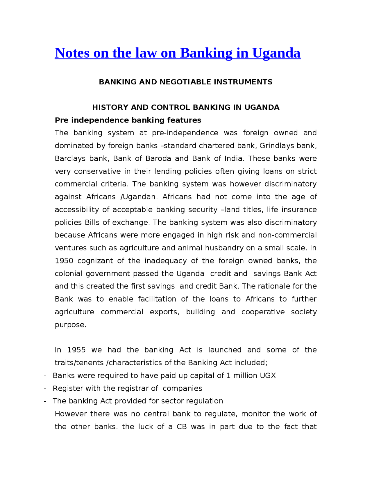 Notes on banking about the banker customer relationship and the ...