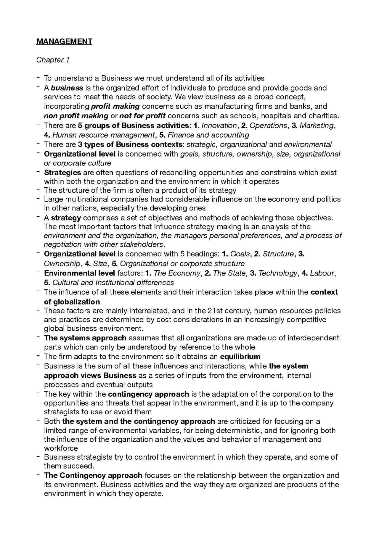 Summary Principles of Management and Business Administration PMB 1 ...