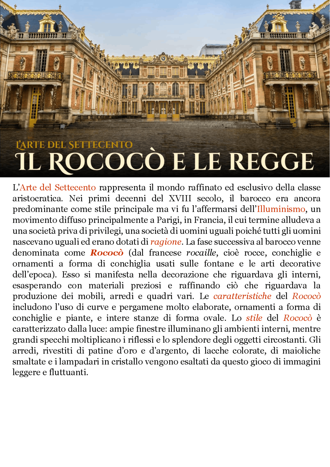 Il Rococò e le regge Docsity Il Rococò e le regge Docsity