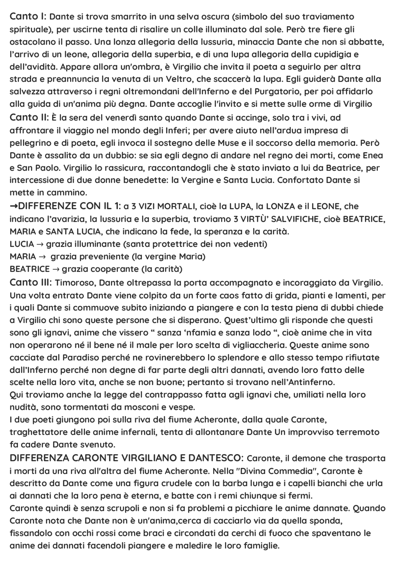Riassunto del I canto al X canto dell'inferno con dettagli e ricerche