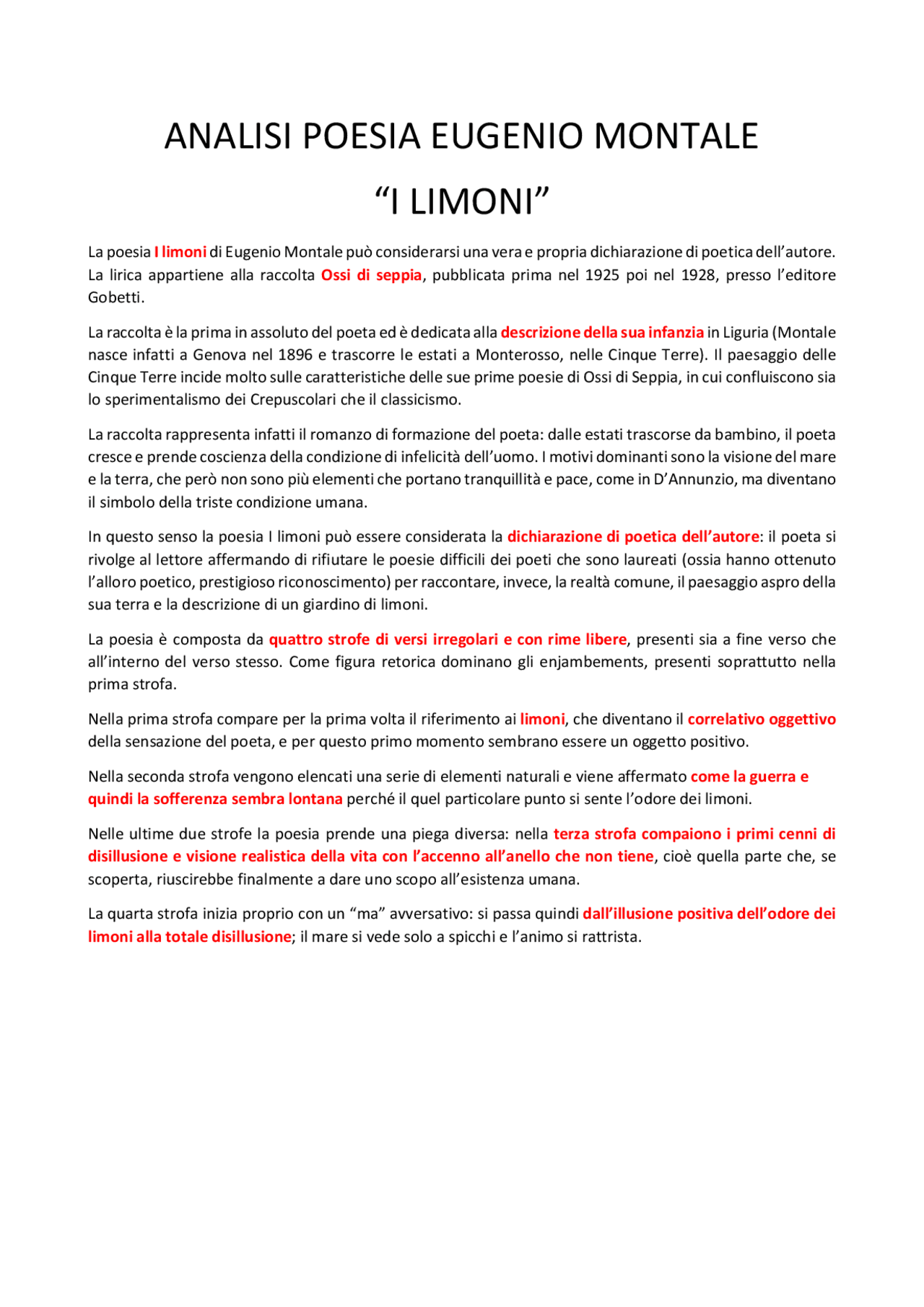 i limoni montale testo pdf