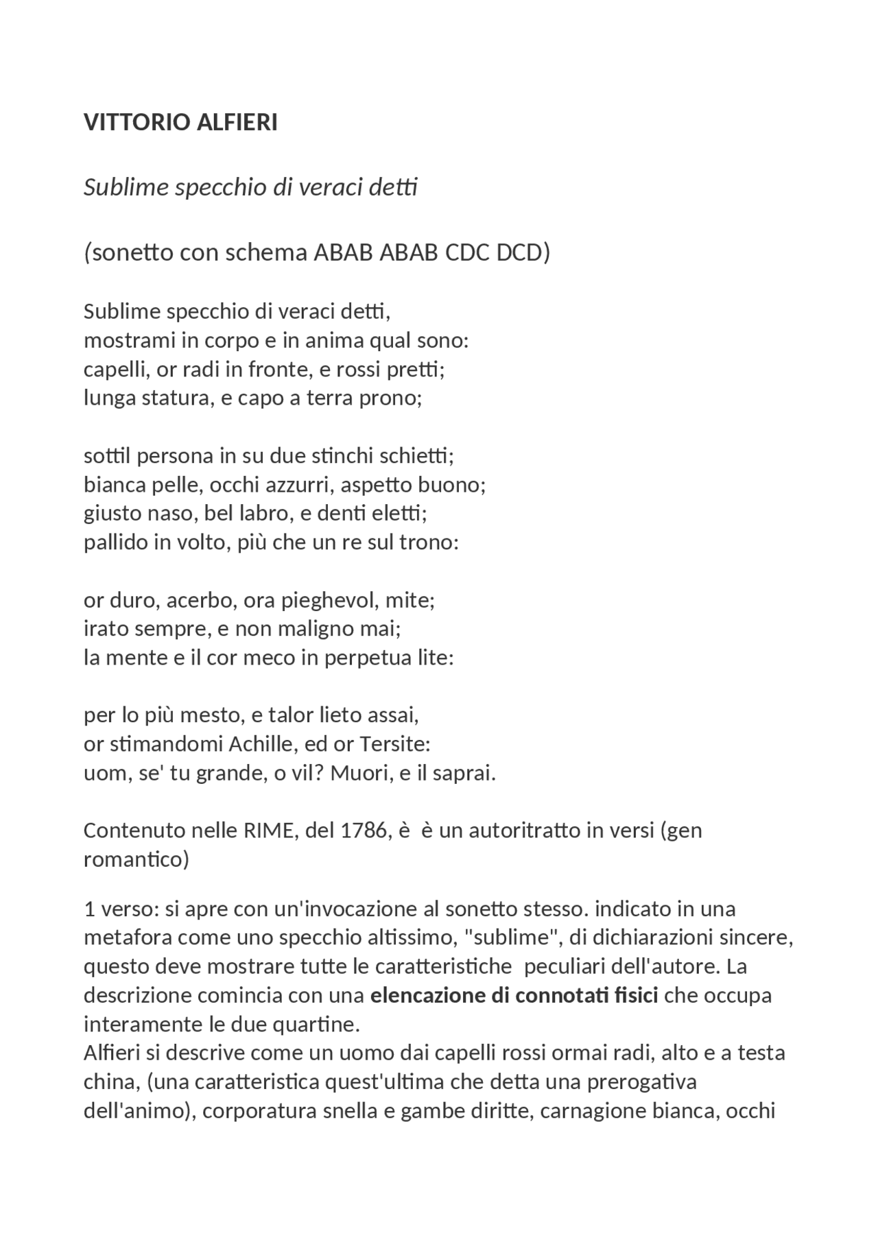 Vittorio Alfieri Sublime specchio di veraci detti Docsity Vittorio Alfieri Sublime specchio di veraci detti Docsity