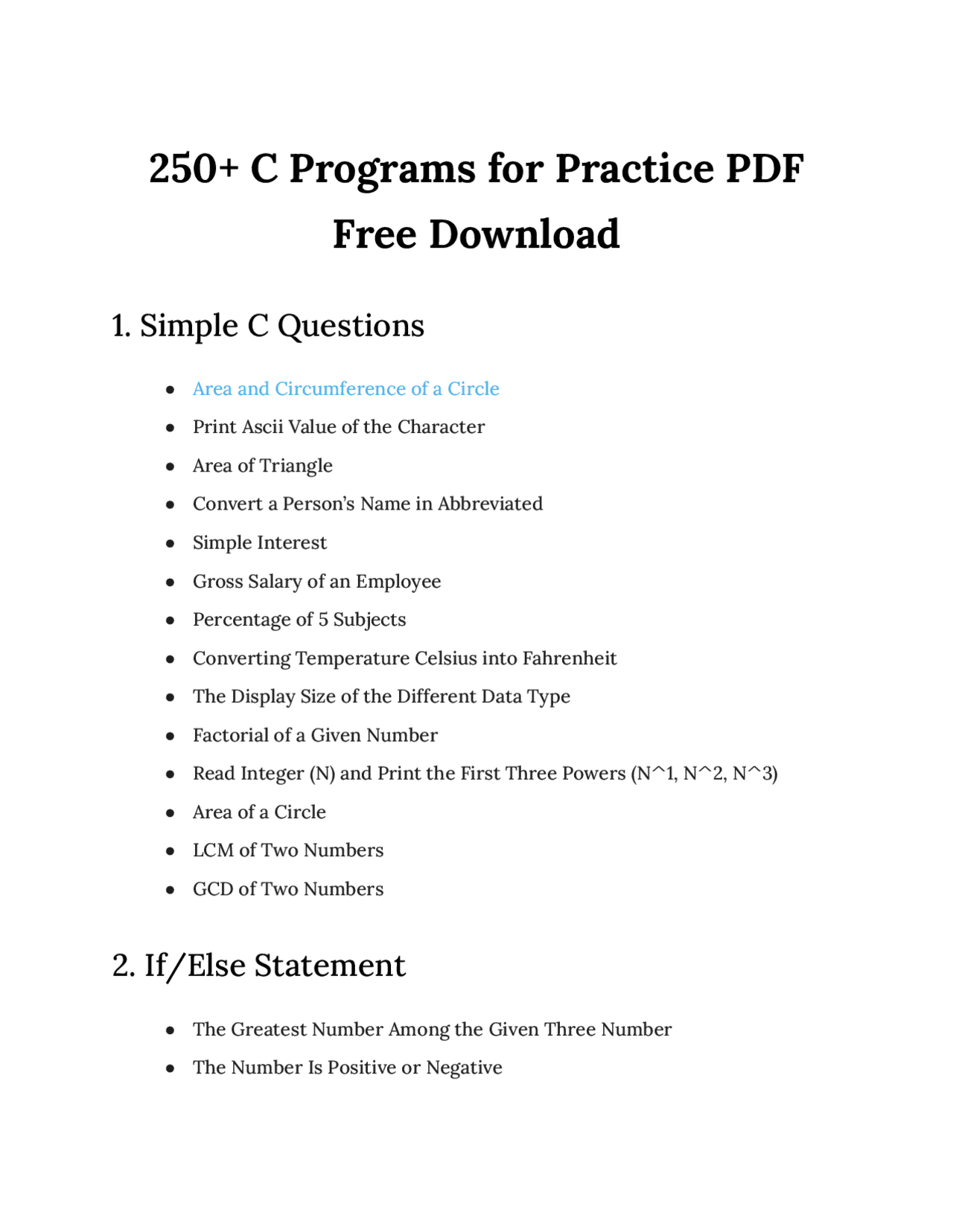 C programming exercises - Docsity