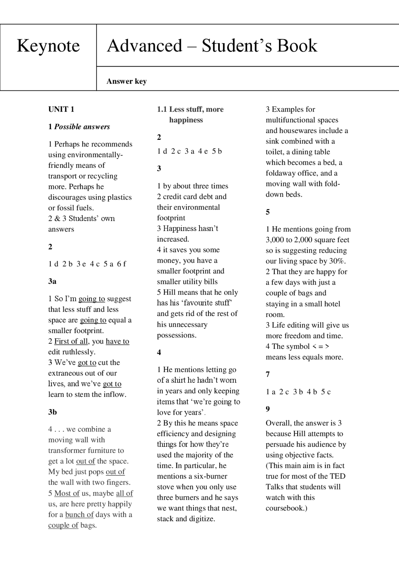 Keynote Advanced Student S Book Answer Key Docsity