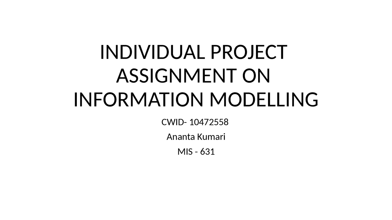 Information Modeling Assignment - Docsity