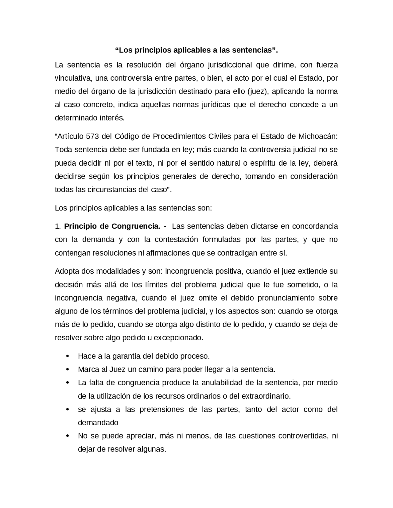 LOS PRINCIPIOS APLICABLES A LAS SENTENCIAS - Docsity