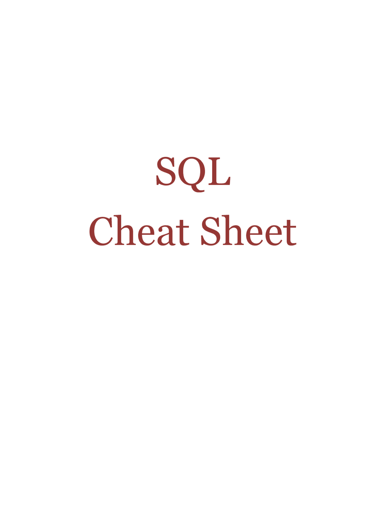 SQL Syntax Cheat Sheet | Cheat Sheet Database Management Systems (DBMS ...
