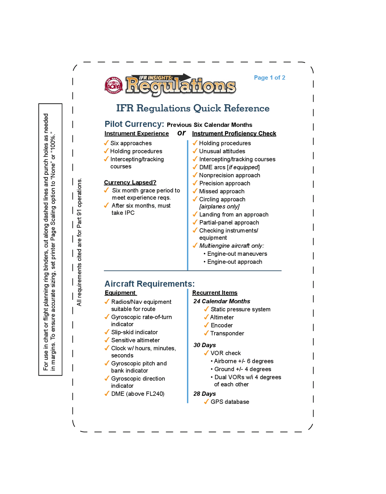 IFR Cheat Sheet for Pilots Cheat Sheet Aeronautical Engineering Docsity