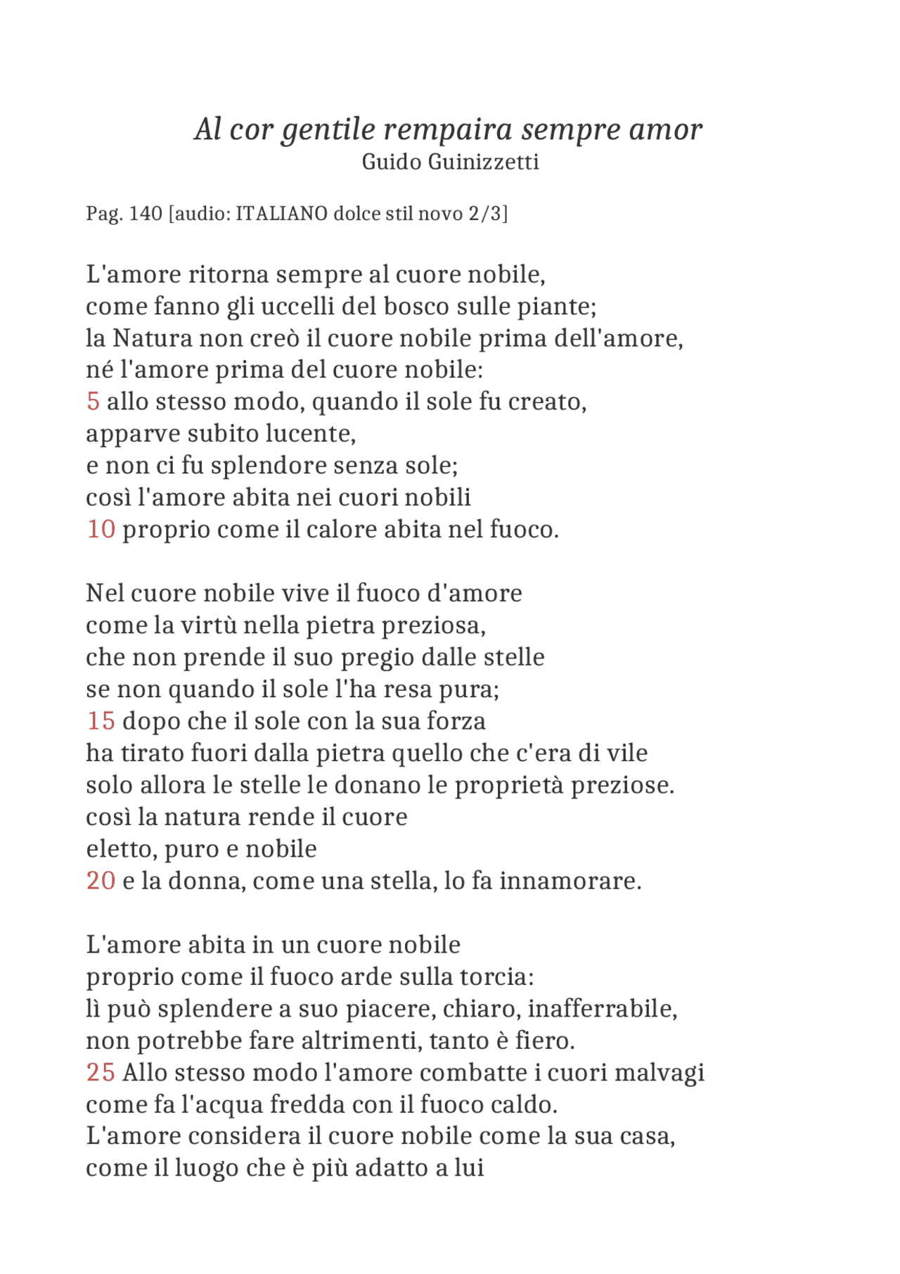 Parafasi Guido Guinizzelli Al cor gentile rempaira sempre amor Docsity Parafasi Guido Guinizzelli Al cor gentile rempaira sempre amor Docsity