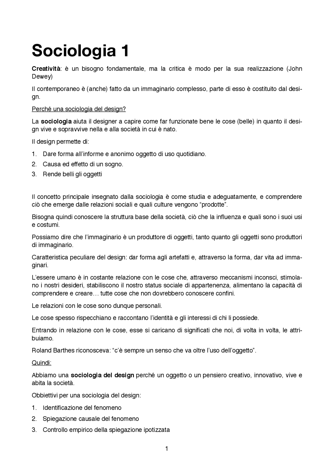 RIASSUNTO SOCIOLOGIA DEL DESIGN A - Docsity