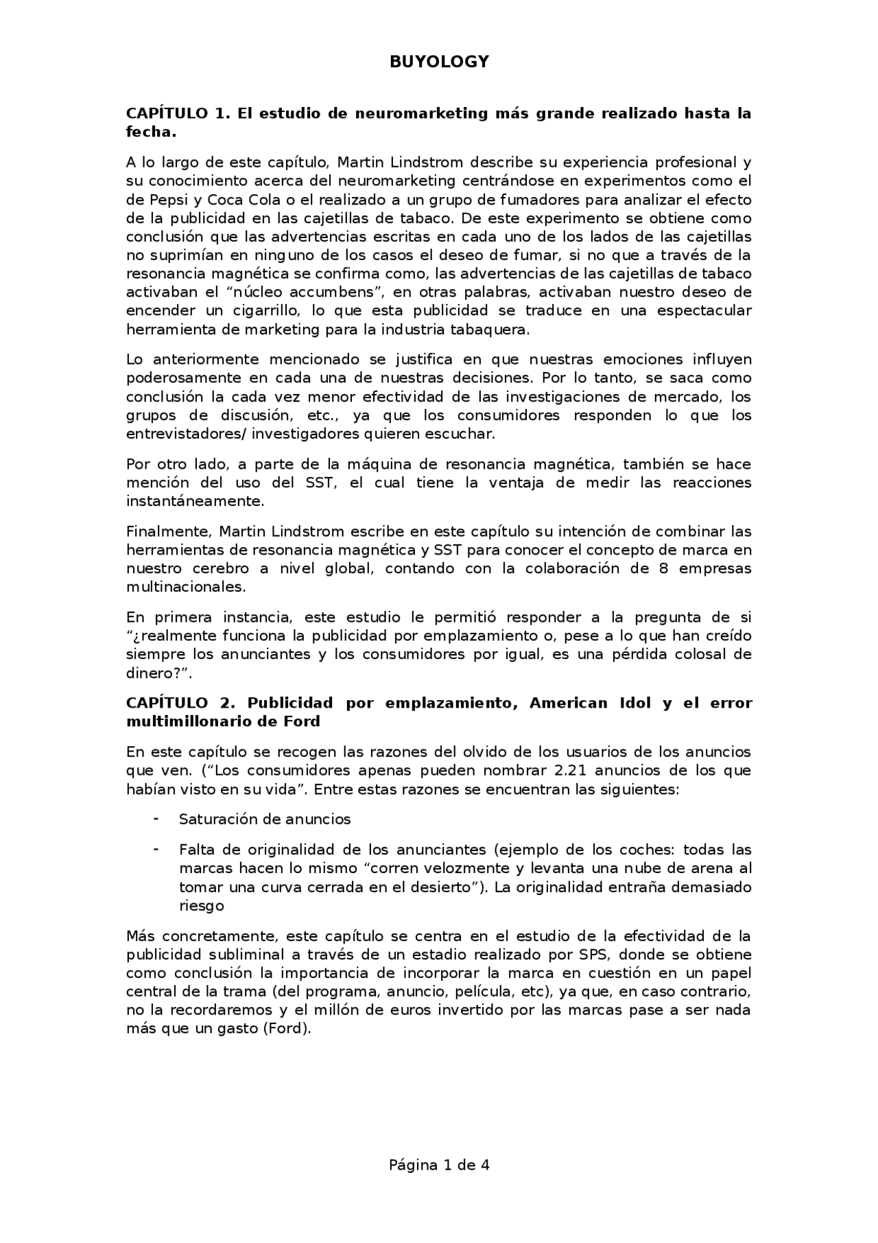 Resumen Libro Buyology Docsity