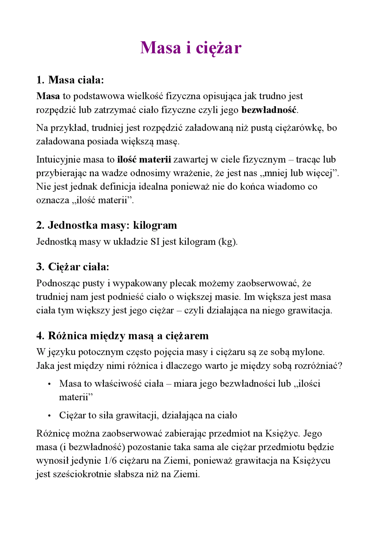 Zapytaj Pl Masa I Ciężar Klasa 7 Fizyka Sprawdzian