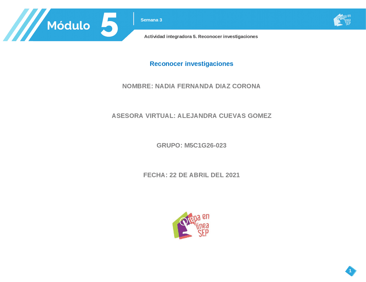 Actividad Integradora No 5 Módulo 5 Docsity