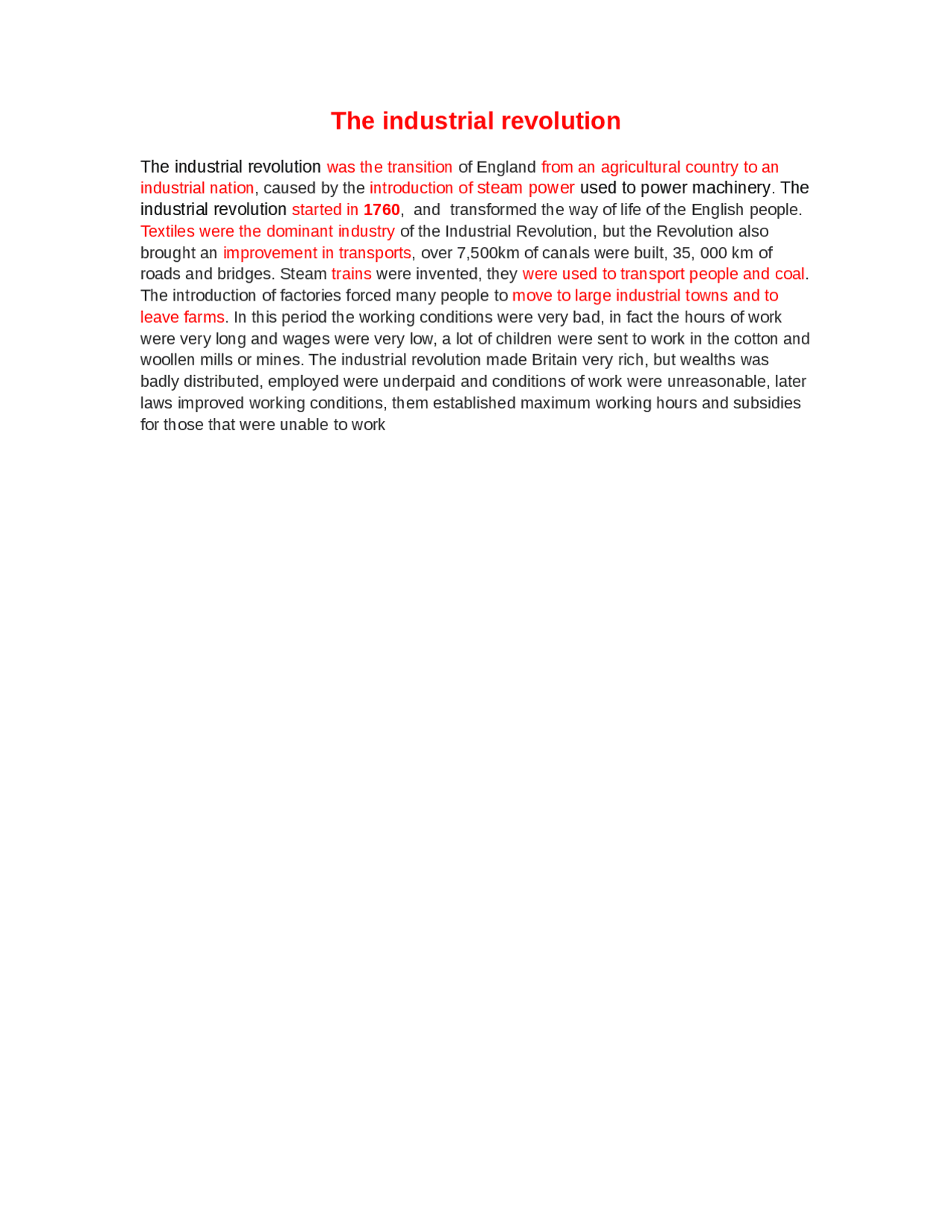 The industrial revolution 4° anno - Docsity