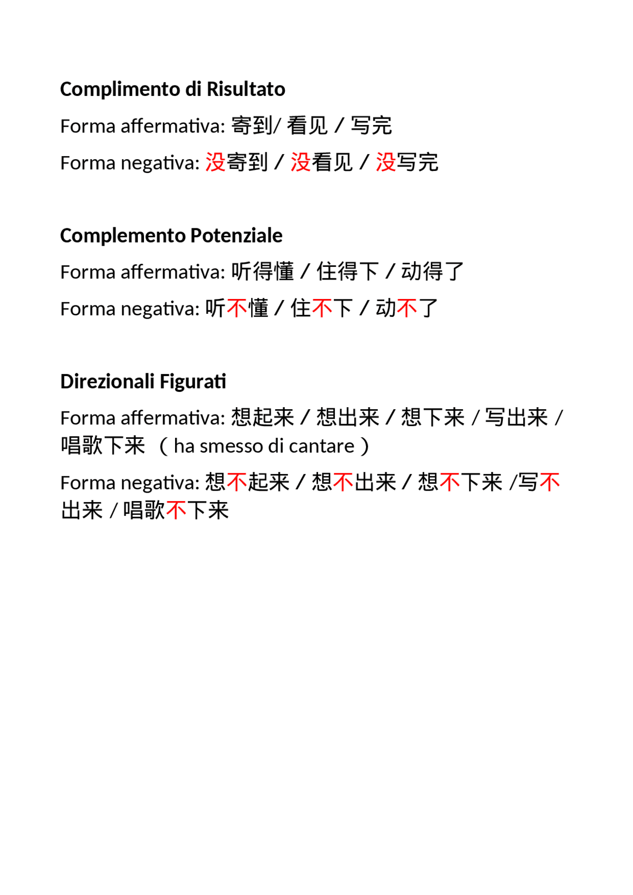 Complementi cinesi per esame di cinese III - Docsity
