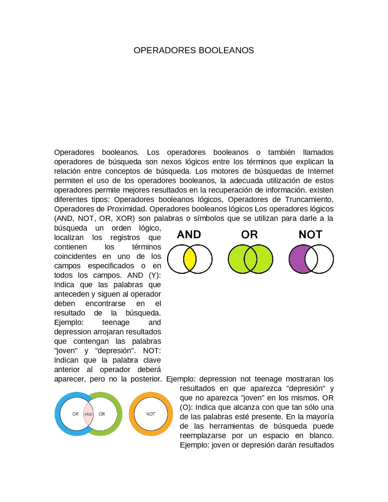 Operadores booleanos | Apuntes de Informática | Docsity