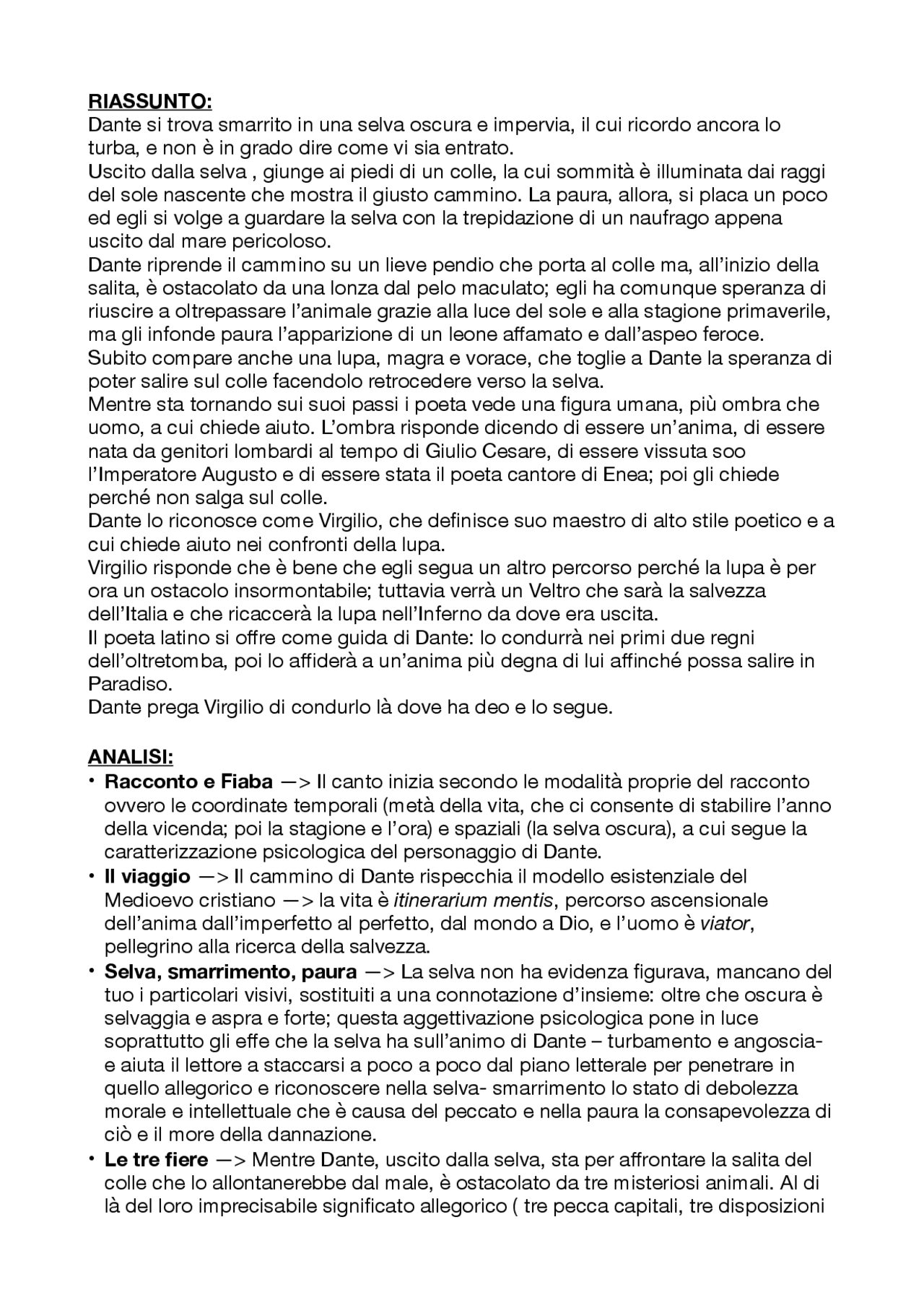 Figure retoriche, analisi e riassunto canto