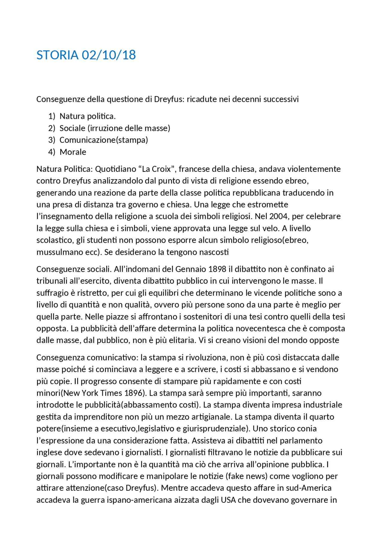 Fine XIX secolo, storia contemporanea Docsity