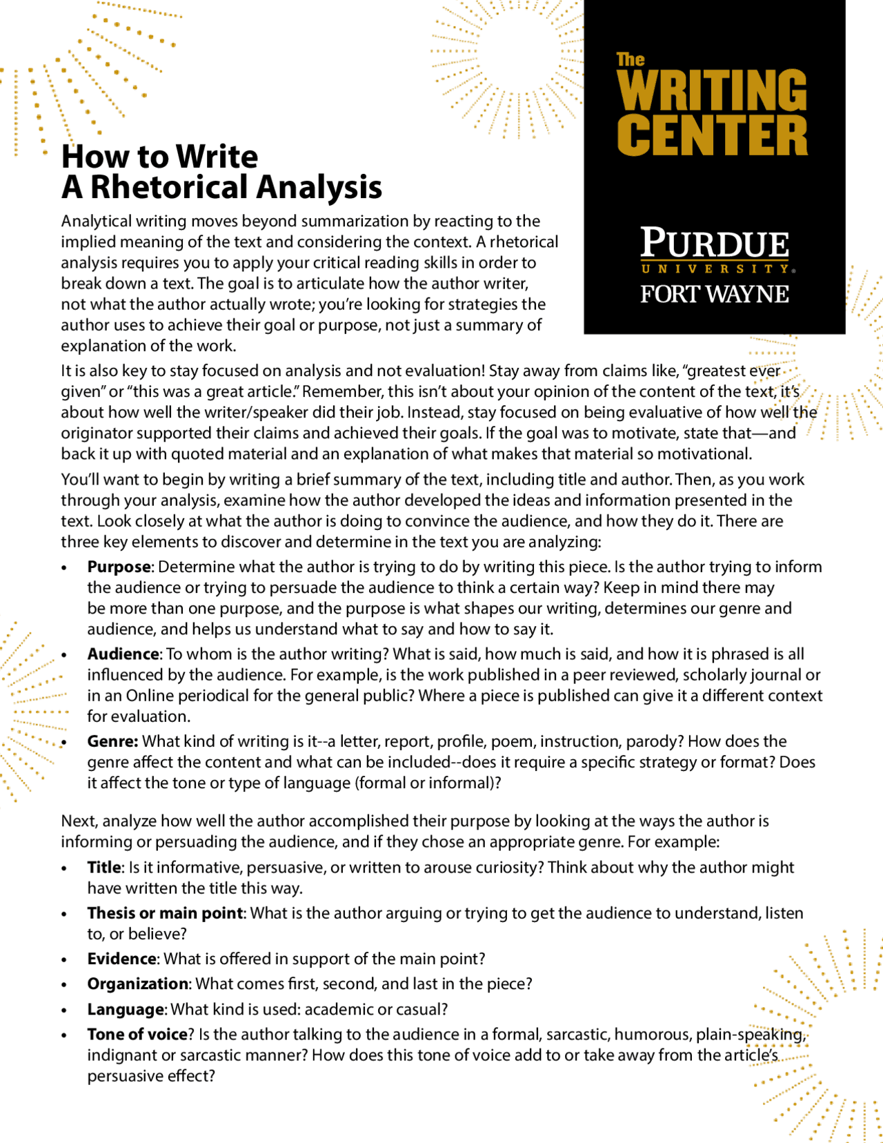 How to Write a Rhetorical Analysis - Docsity
