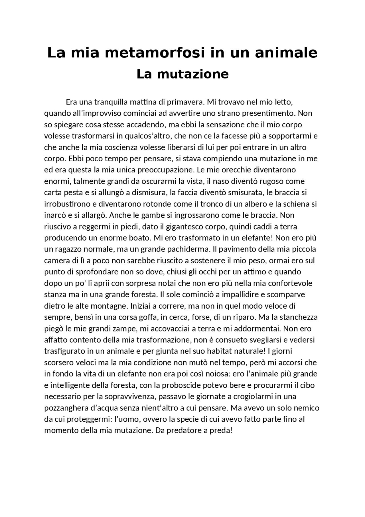 La Mia Metamorfosi In Un Animale testo Esercizi Di Italiano Docsity la-mia-metamorfosi-in-un-animale-testo-esercizi-di-italiano-docsity