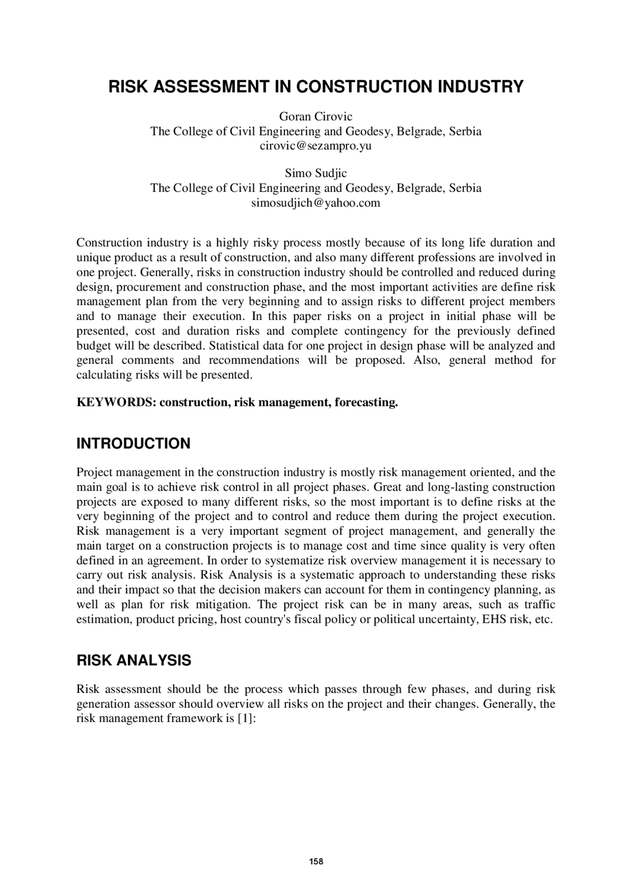 Risk Assessment in Construction - Docsity