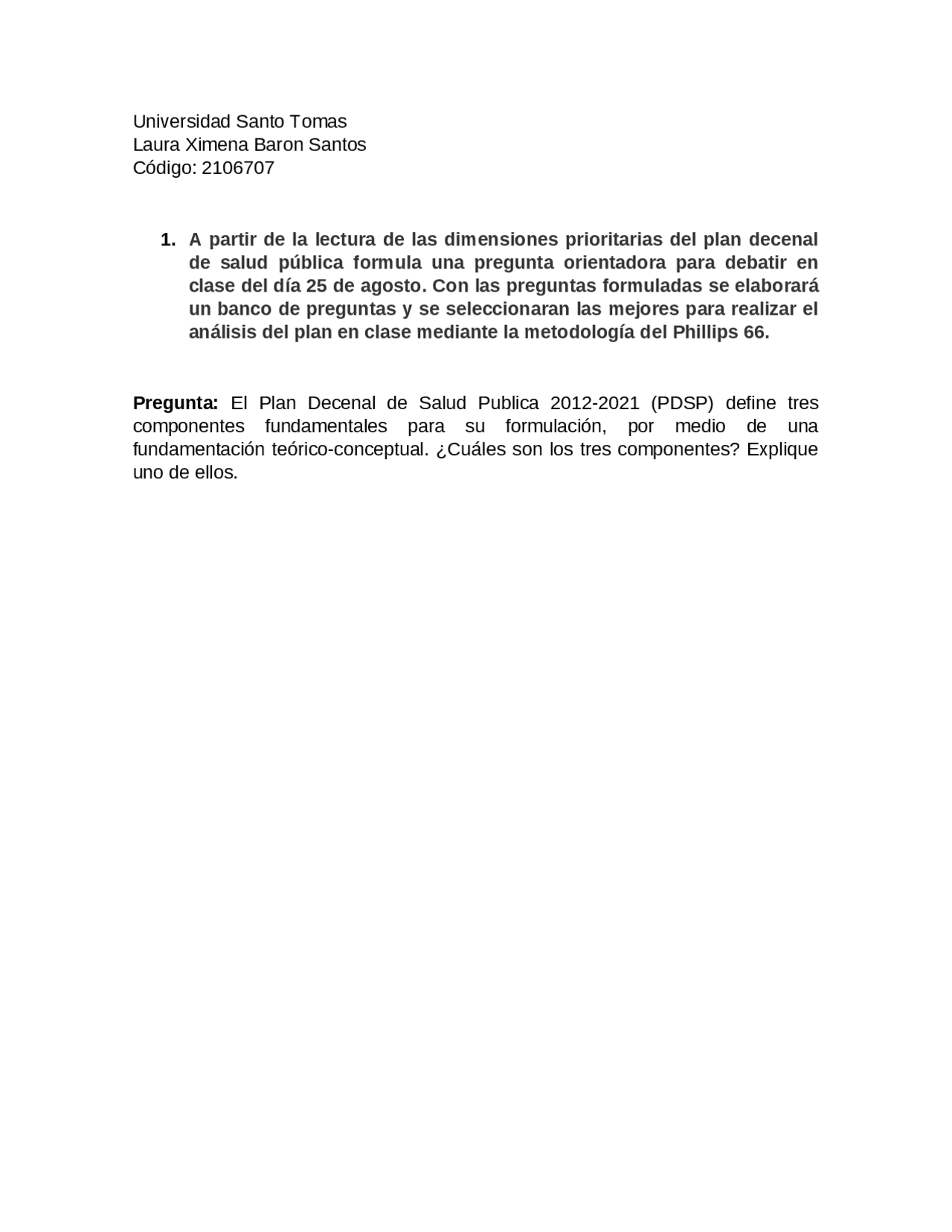 Plan Decenal De Salud Publica Docsity