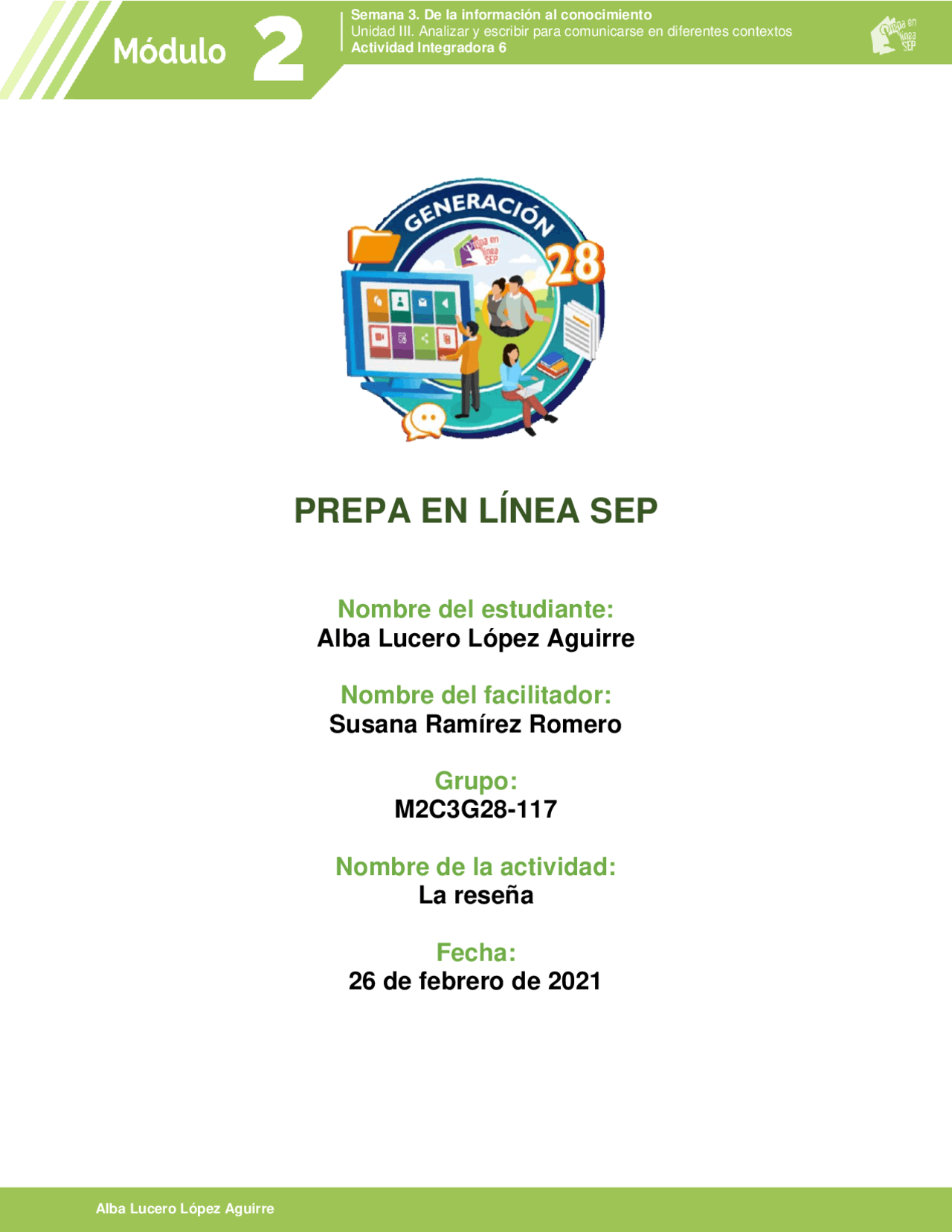 Módulo 2 - Semana 3 - Actividad Integradora 6 - La Reseña. | Ejercicios ...