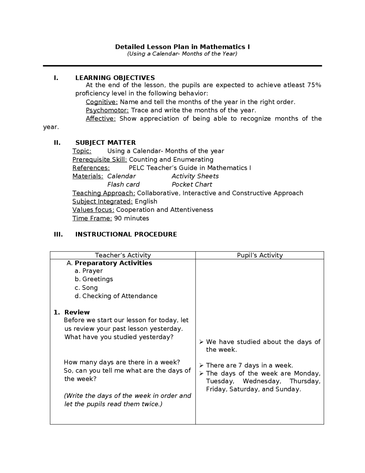 Detailed Lesson Plan In Mathematics I Docsity Detailed Lesson Plan In Mathematics I Docsity