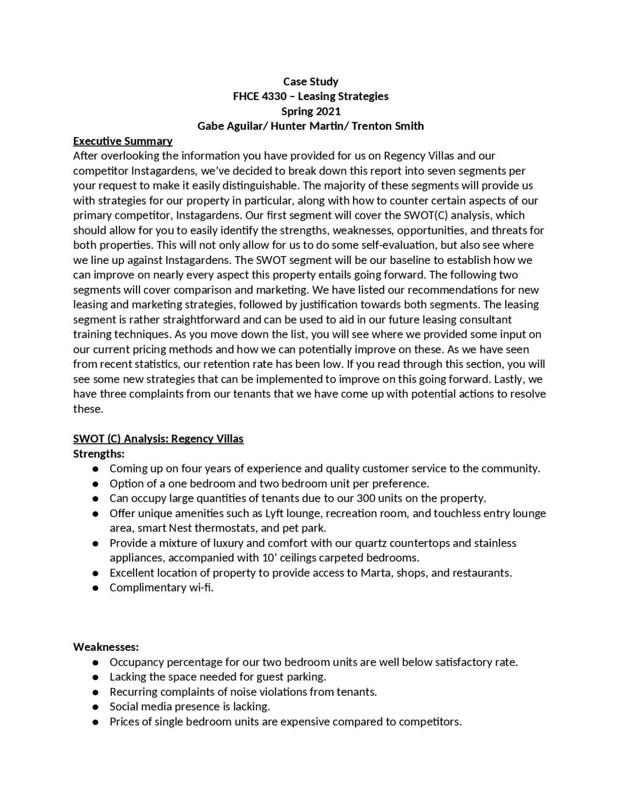 Property Management Operations Case Study Examples Case study Real estate property management - Docsity