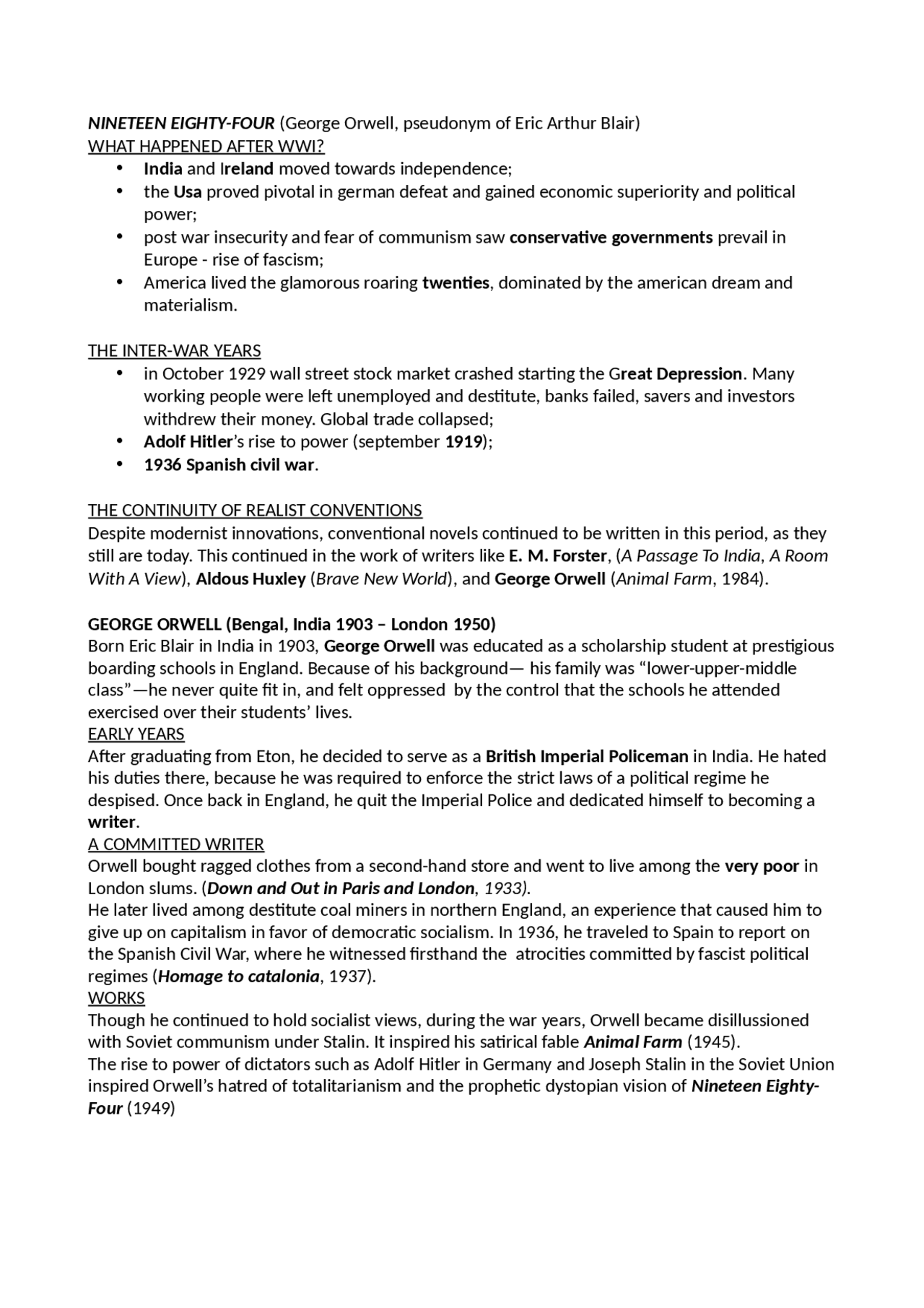 Dossier Example 1984 1984 by George Orwell - Docsity