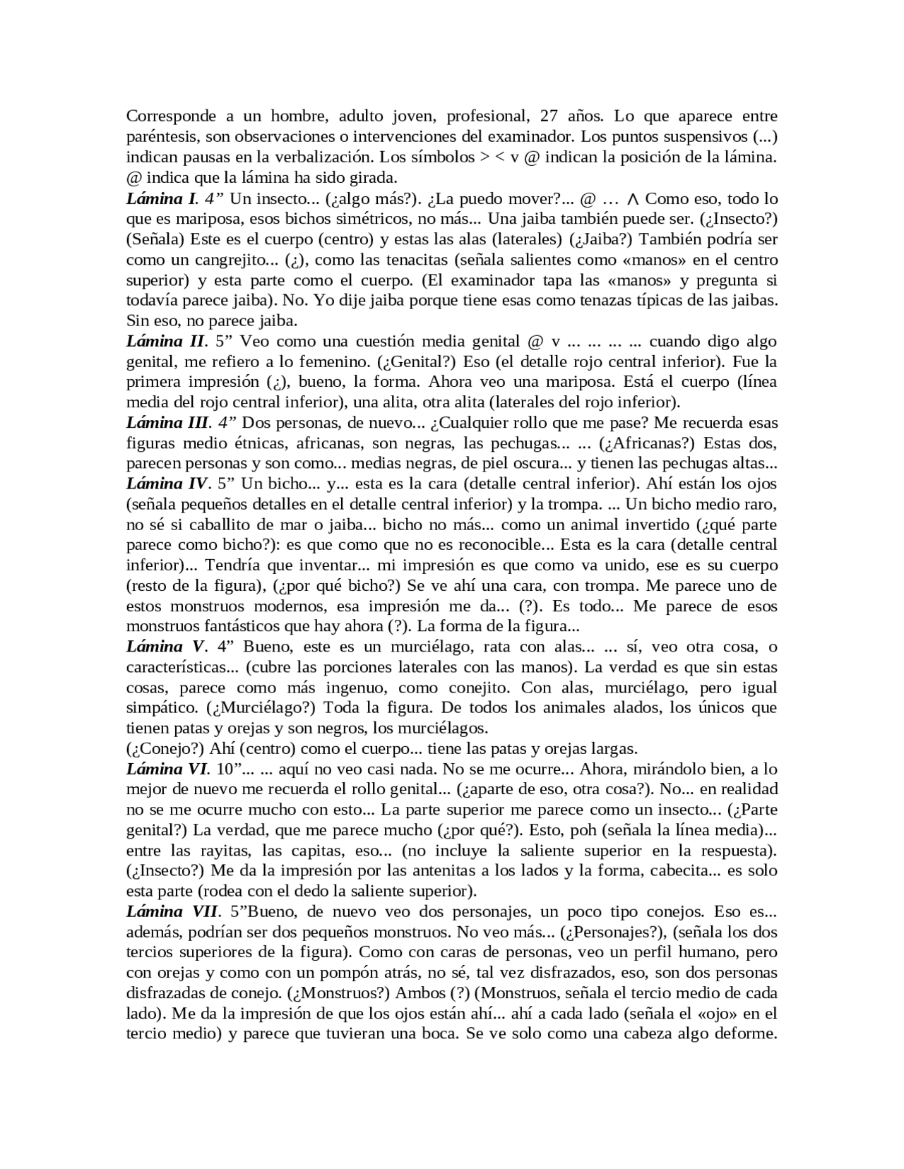 Protocolo Rorschach Documentos Docsity