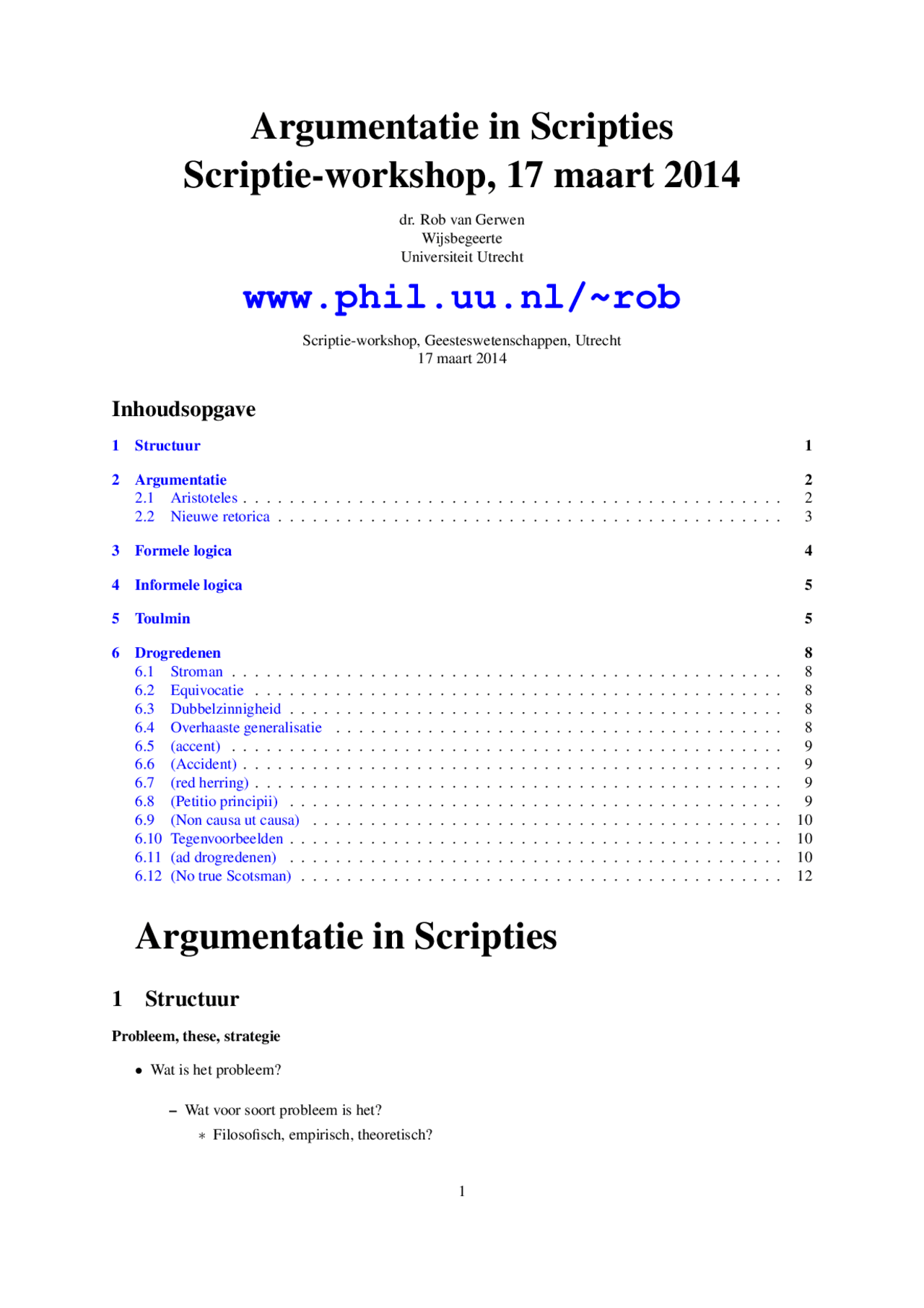 Scriptie-workshop van Wijsbegeerte | Universiteit Utrecht - Docsity