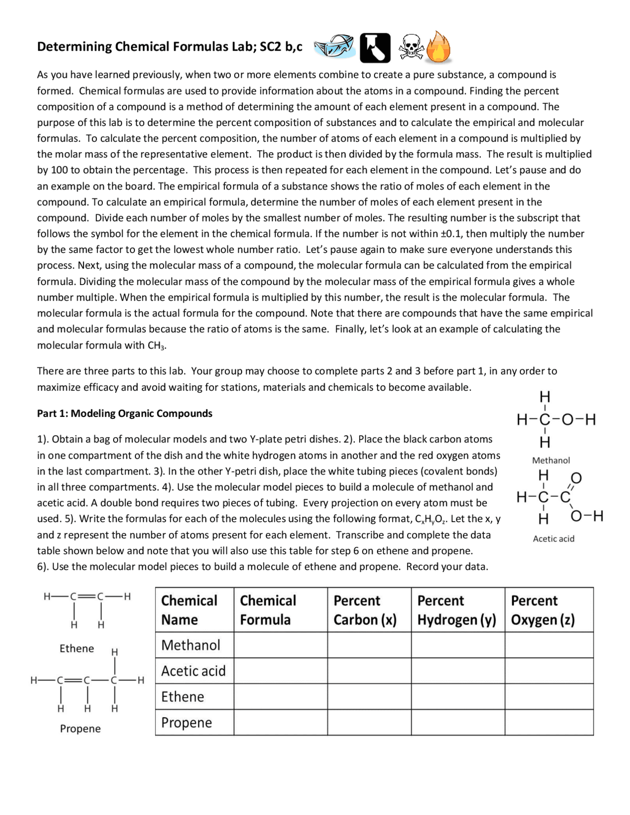Determining Chemical Formulas Lab Docsity