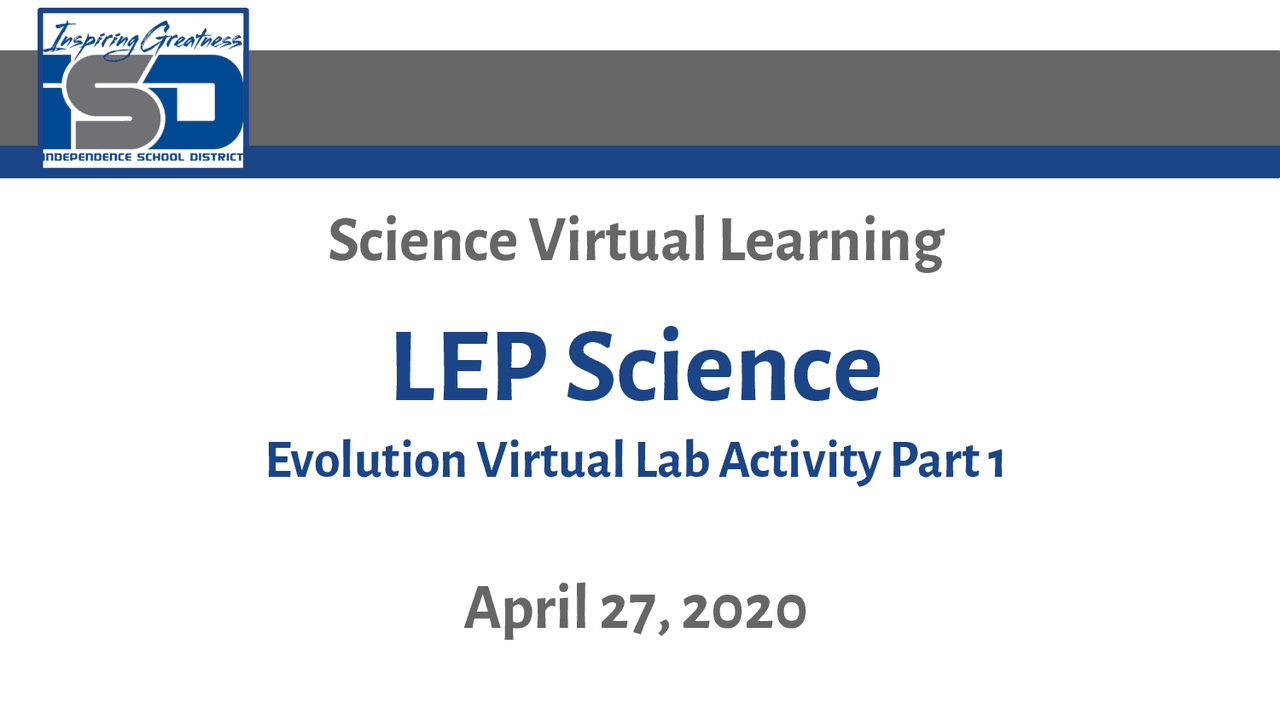 Evolution Virtual Lab Activity Part 1 - Docsity
