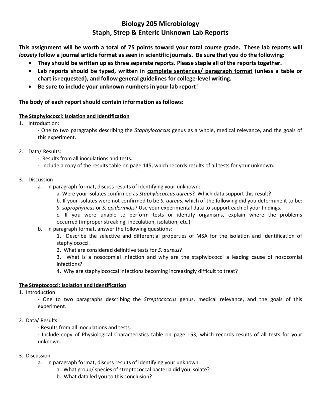 Microbiology Report Example Microbiology Unknown Lab Report - Docsity