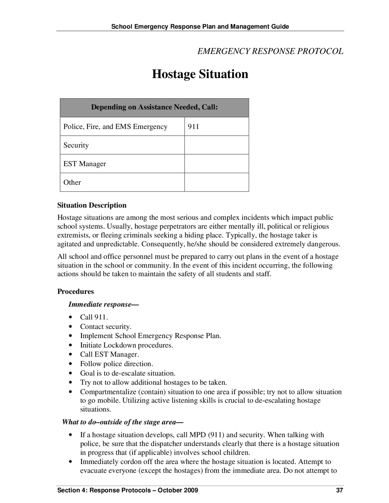 Emergency Response Protocol - Docsity