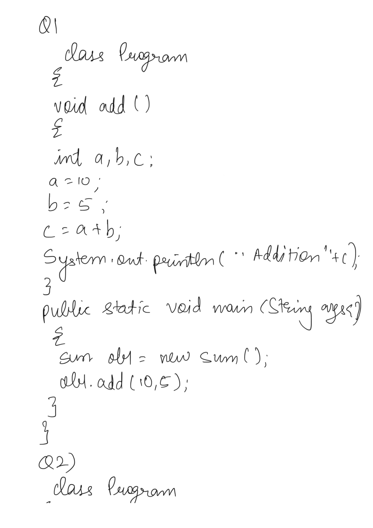 Computer Blue Java Handwritten Program - Docsity