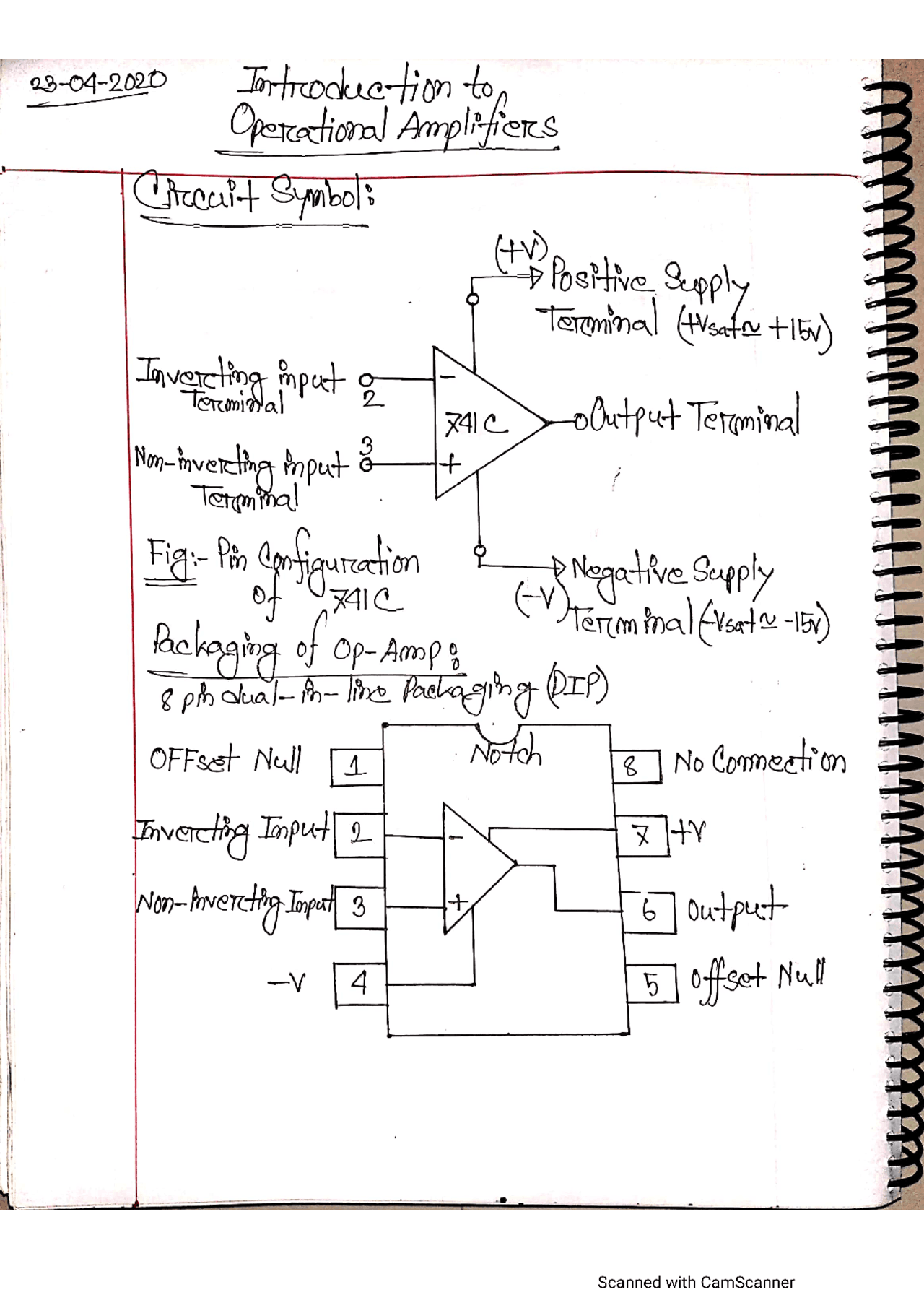 Operational Amplifier (Op-Amp) important note - Docsity