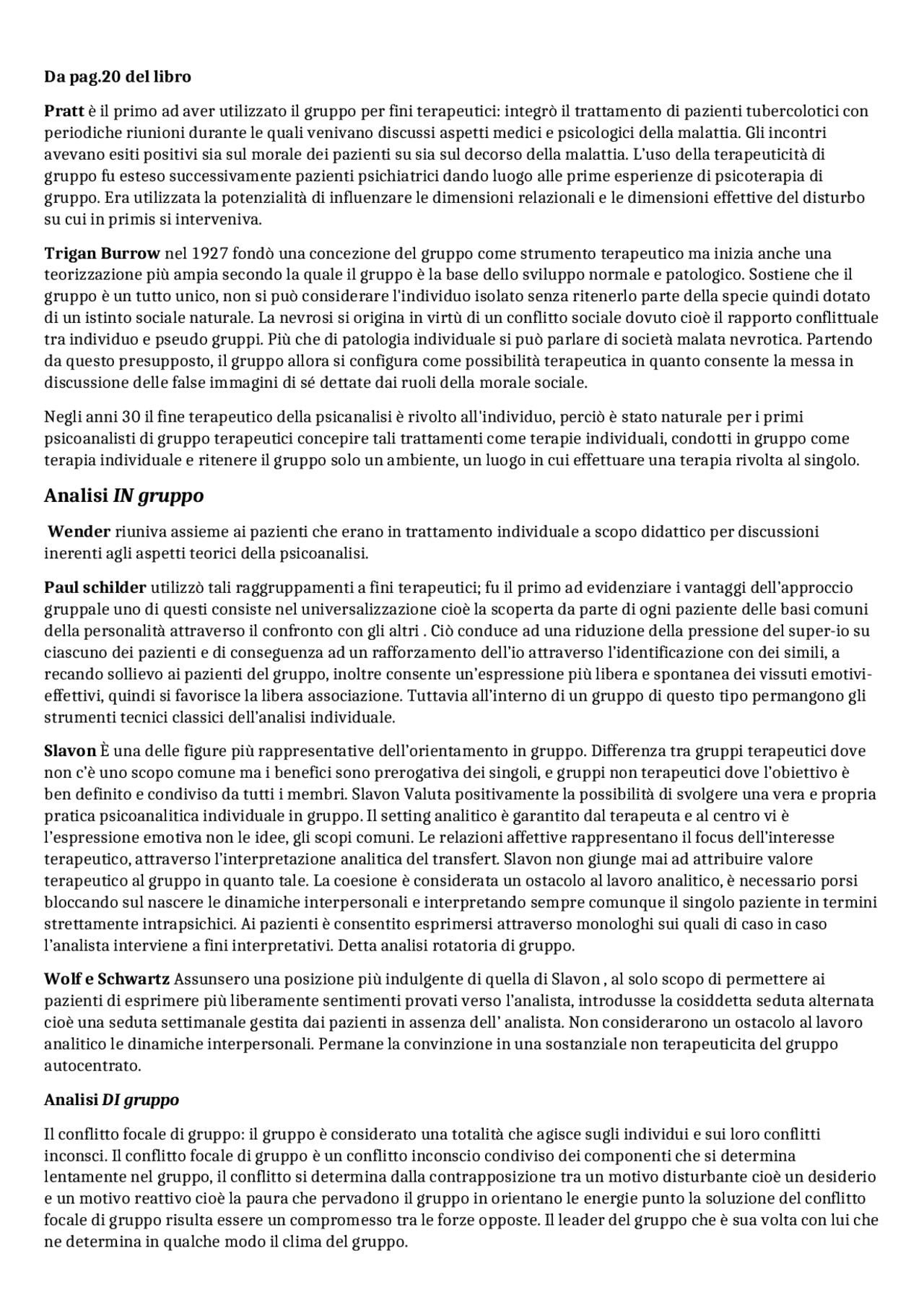 Fondamenti di gruppoanalisi Docsity